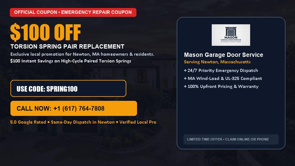 Mason Garage Door Service $100 OFF Dual Torsion Spring Replacement